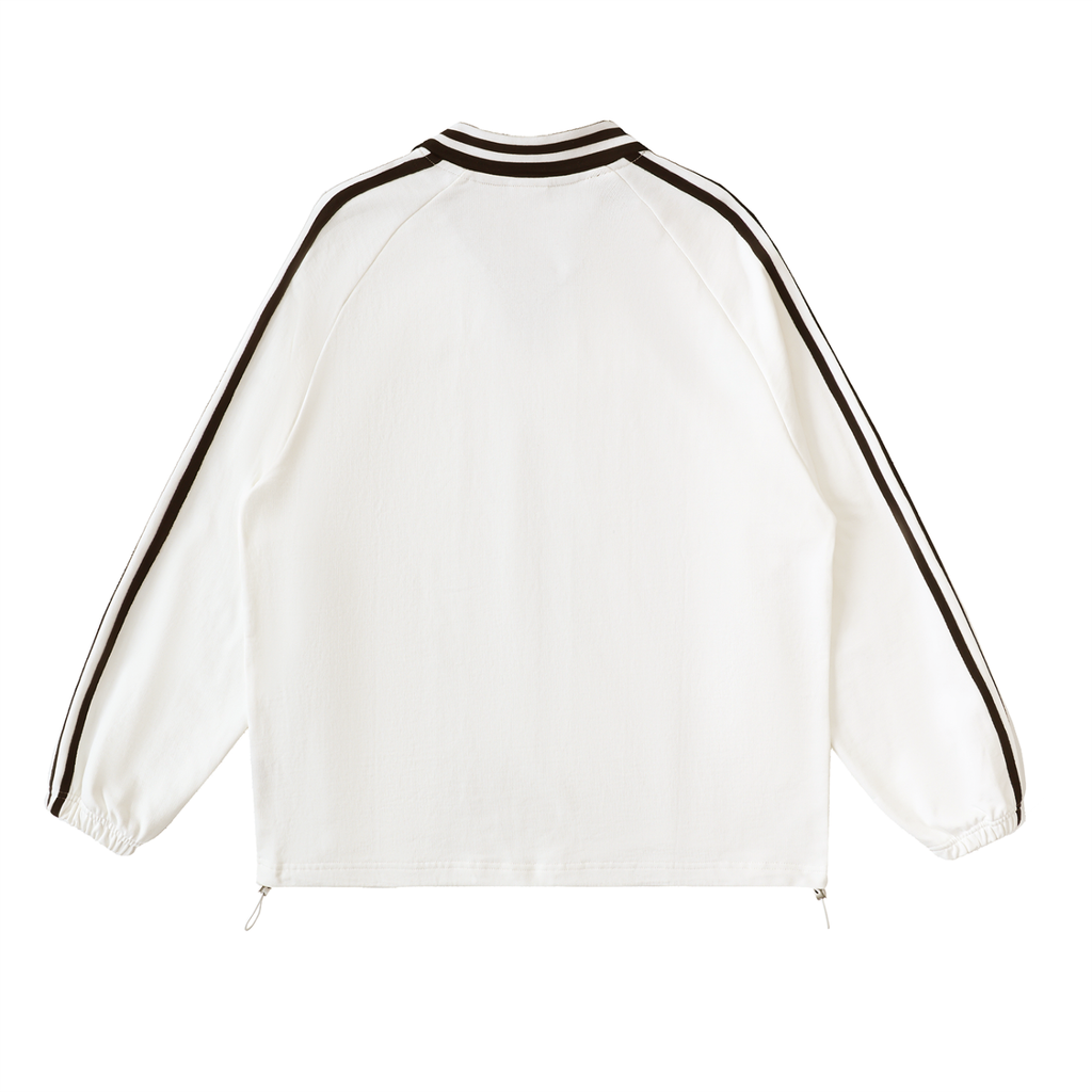 Honest Design  Contrast Striped Lapel Collar Sweatshirt