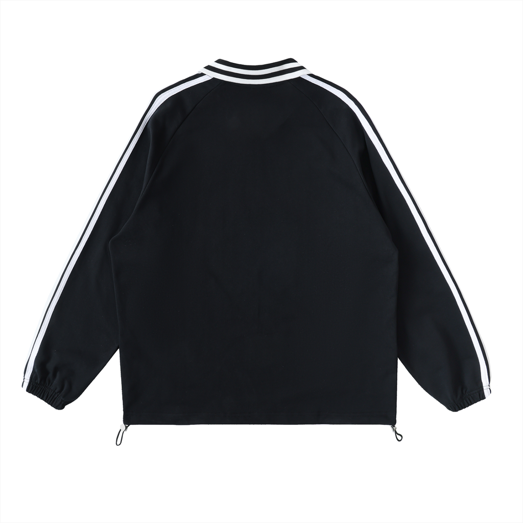 Honest Design  Contrast Striped Lapel Collar Sweatshirt