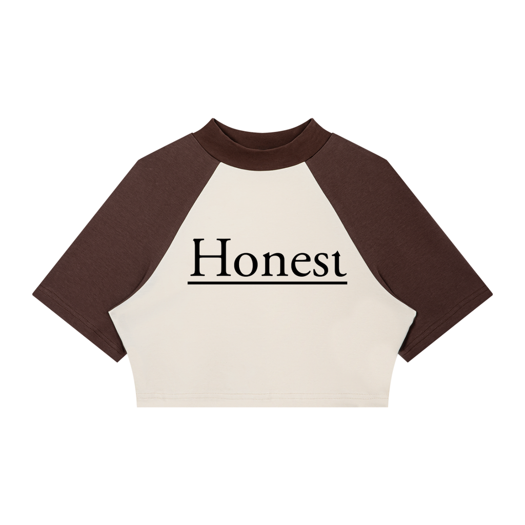 Honest Women’s Color Block Raglan Crop T-Shirt