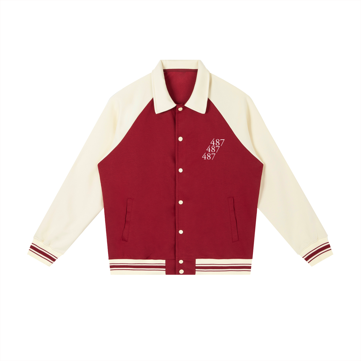 Honest 487 Design Contrast Raglan Sleeve Baseball Jacket